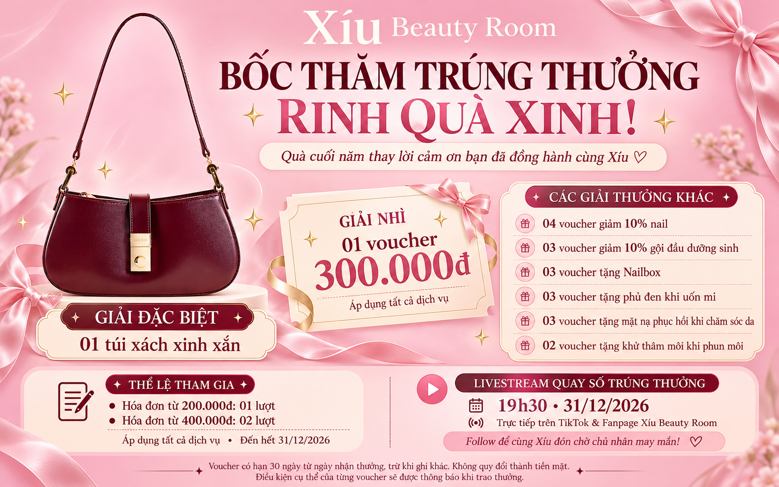 🎉🎁 XÍU BEAUTY ROOM – BỐC THĂM TRÚNG THƯỞNG, RINH QUÀ XINH! 🎁🎉
